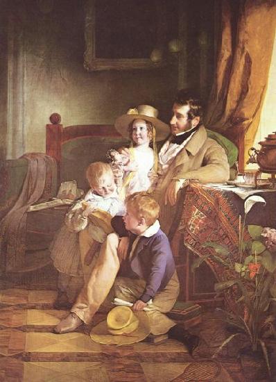 Friedrich von Amerling Portrat des Rudolf von Arthaber und seiner Kinder Germany oil painting art